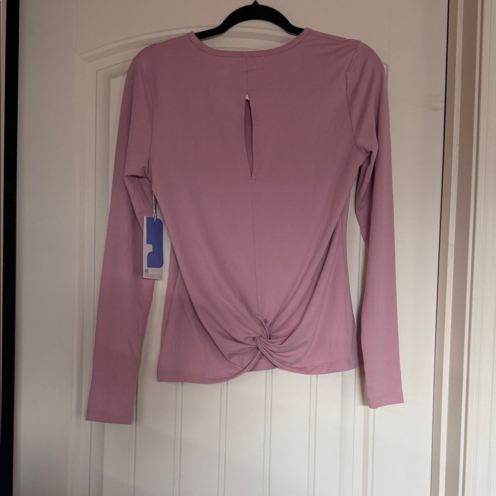 Women's fit collective Long Sleeve Twist Back Top small- Pink